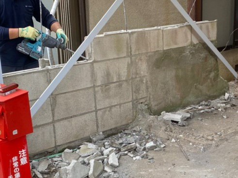 西東京市で境界ブロック工事実施 地震保険を活用
