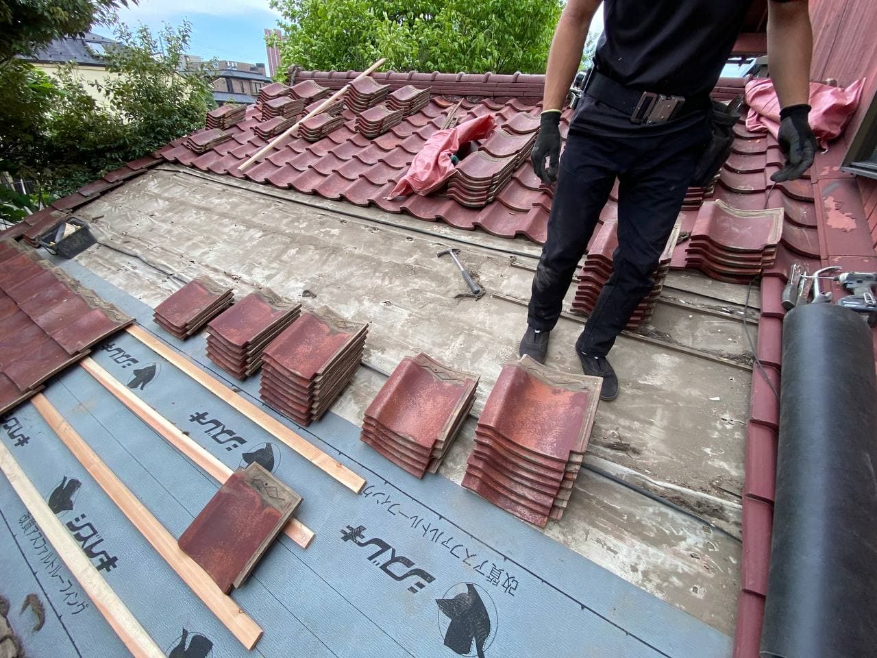 川口市で屋根葺き直し波板交換外壁塗装工事