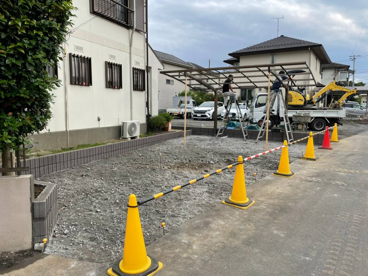 埼玉県所沢市で駐車場カーポート新設工事