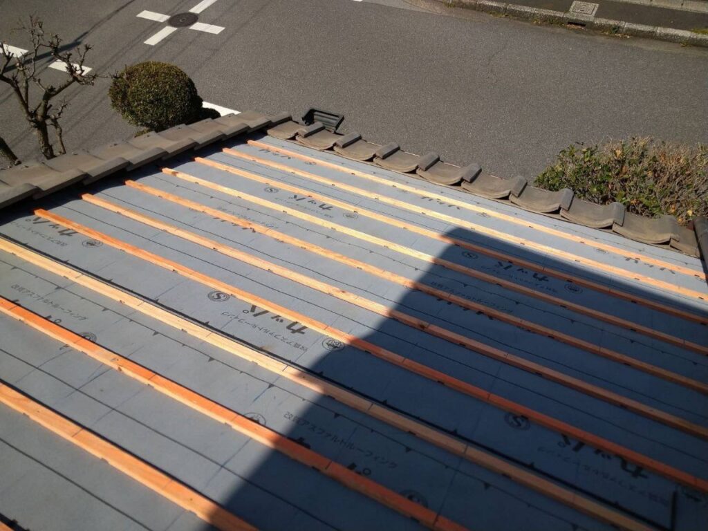 千葉県市原市で屋根瓦ルーフィング葺き直し工事